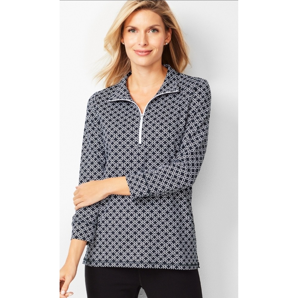 Womens T By Talbot Geometrical Quarter Zip Pocket Pullover Shirt‎ Jacket